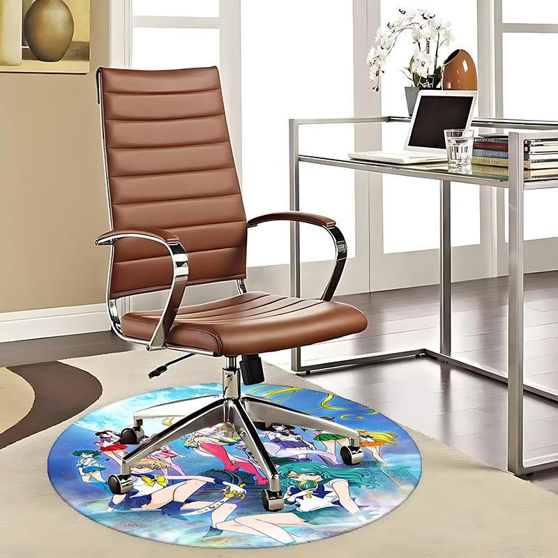 

1pc Sailor Moon Anime Cartoon Design Round Carpet for Office Chair Mat, NonSlip Rug Suitable for Home Decor, Living Room, Bedroom, Game Room 80cm