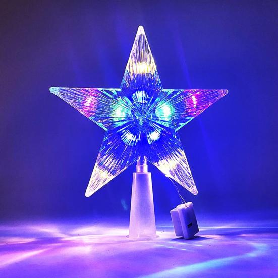 LED Christmas Tree Topper Star Moon Decoration Acrylic Xmas Ornament Energy Saving Shining Lamp Festive Home Room Decor