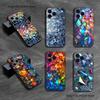 Bunte Glas-Handyhülle Für iPhone 17,16,15,14,13,12,11,Pro,Max,Plus Schwarze Weiche Hülle