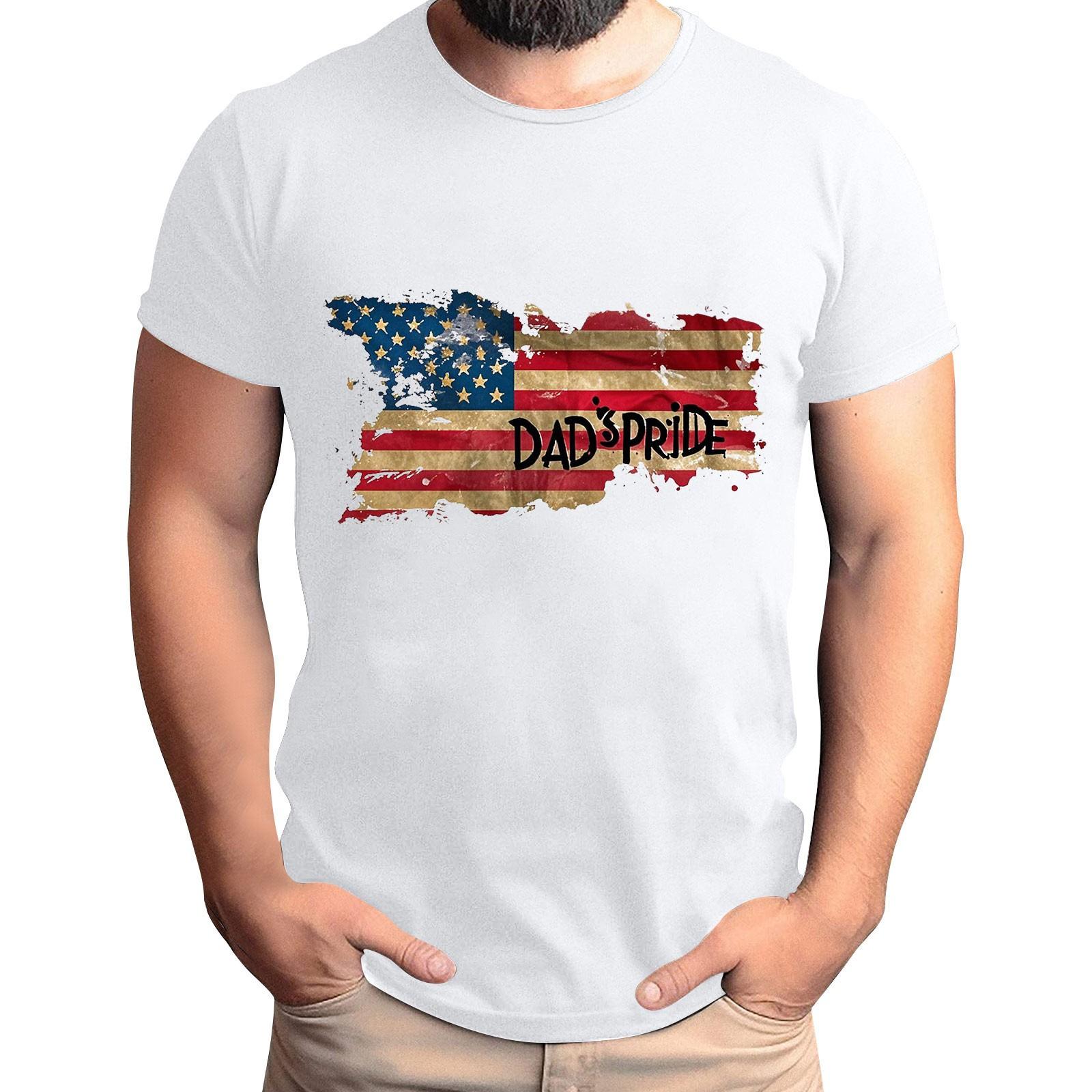 

Мужская футболка с принтом флага ко Дню отца, мужской свободный повседневный топ с коротким рукавом XL белый