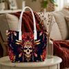 Tribal Skull Print Casual Daily Tote Bag Large Capacity Lightweight Carry Handbag