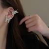 Silver needle with diamonds pleated butterfly earrings niche exaggerated design stud earrings integrated fashion personalized earrings women