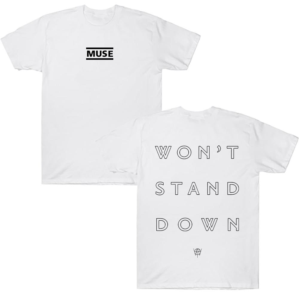 Muse Won't Stand Down T-Shirt Muse Rock Band Graphic Tee Crewneck Short Sleeve Vintage Summer Casual Cotton T Shirt Unisex Clothing