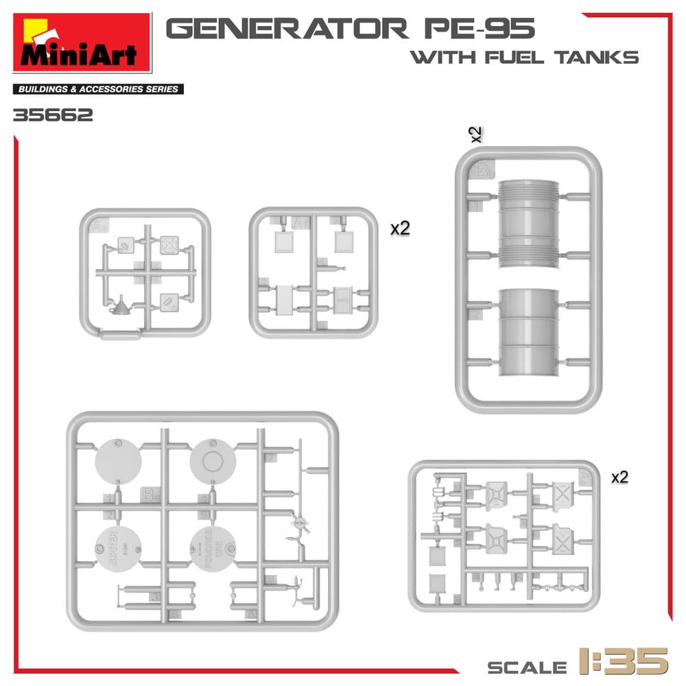 MiniArt Scale Diorama Accessory Generator Fuel Can Set Plastic Model MA35662 1/35 PE-95 &