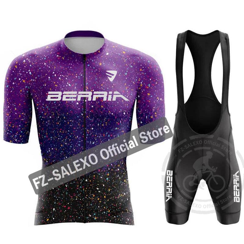 BERRIA Cycling Jersey Set 2024 Summer Men Star Point Cycling Clothing Short Bike Jersey Breathable Racing Sport Bicycle Jersey