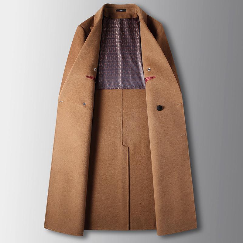 Cappotto di Lana Doppiopetto da Uomo di Media Lunghezza con Collo da Abito - Collezione Autunno/Inverno 2025