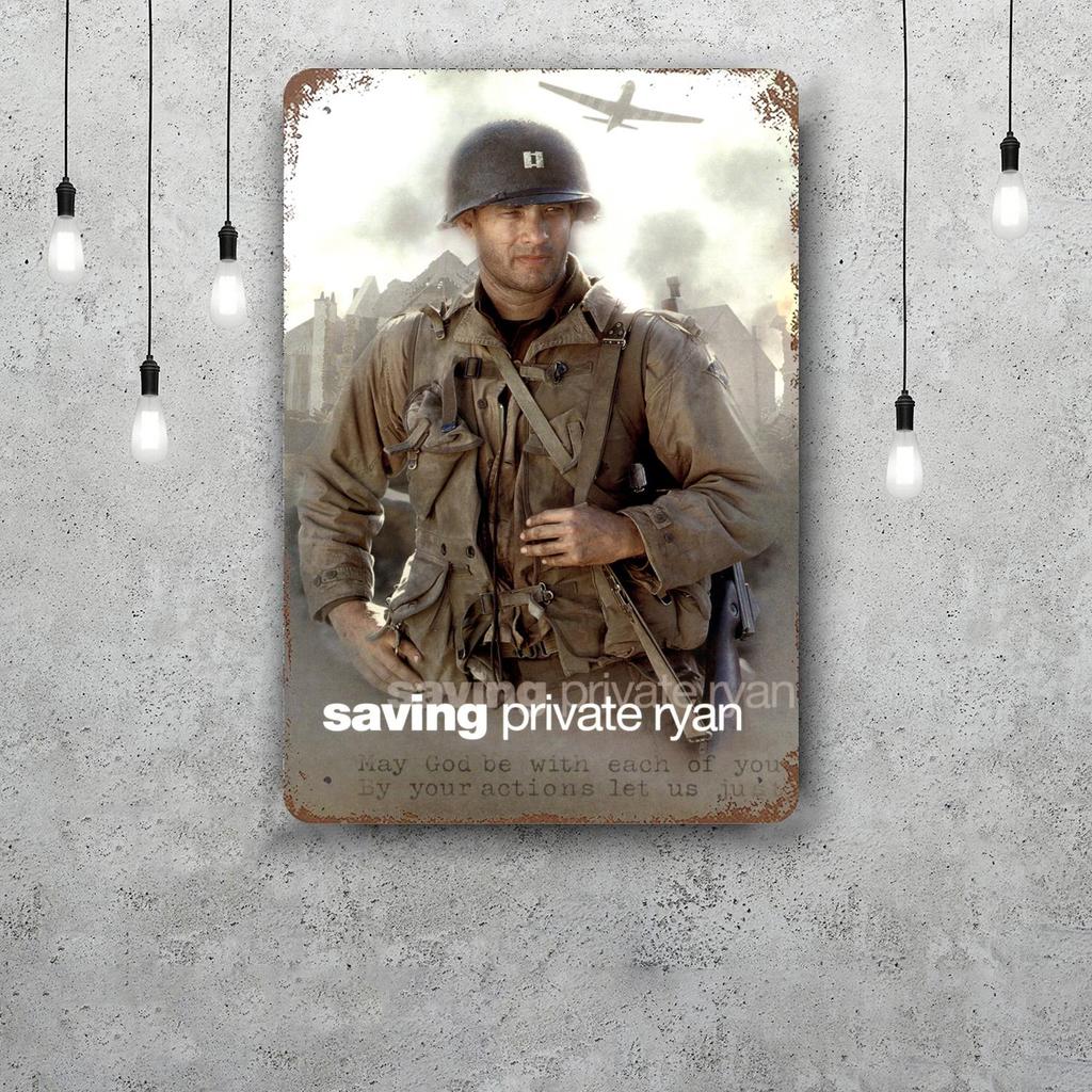 Saving Private Ryan Movie Decor Poster Vintage Tin Sign Metal Sign Decorative Plaque for Pub Bar Man Cave Club Wall Decoration