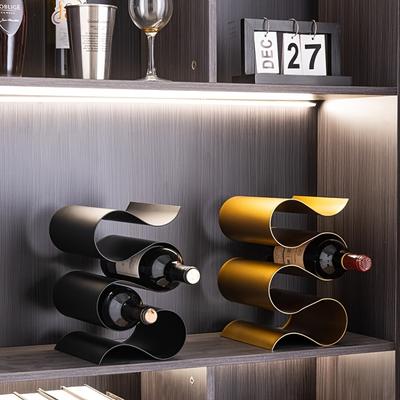 Elegante botellero de metal: moderno estante de exhibición para cocina y comedor, perfecto para la decoración del hogar y el entretenimiento.