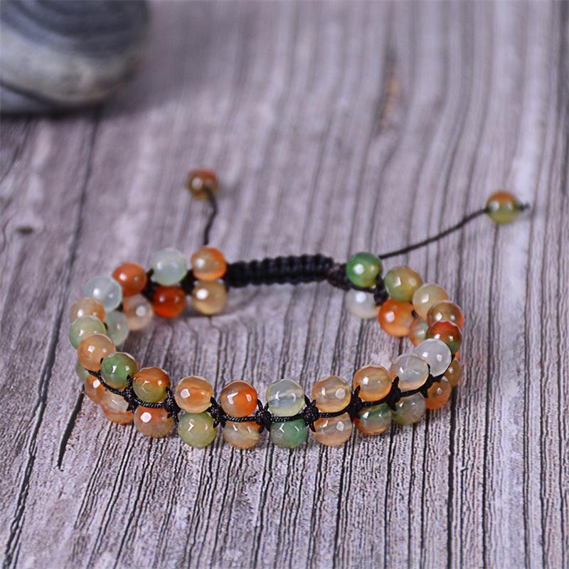 JYL TS Bracelet Double Layer Faceted  Elegant Style Attracts Grace  Admiration green agate латунный
