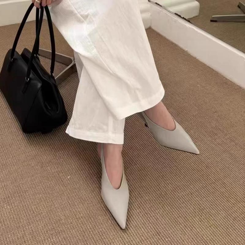 Fashion SUOJIALUN 2025 Summer New Brand Women Sandal Fashion Pointed Toe Shallow Ladies Elegant Slingback Shoes Thin Med Heel Pumps