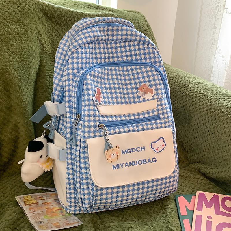 School Bag Children Elementary School Girls Plaid Middle School Students No High Quality Fashion Junior High School Backpack