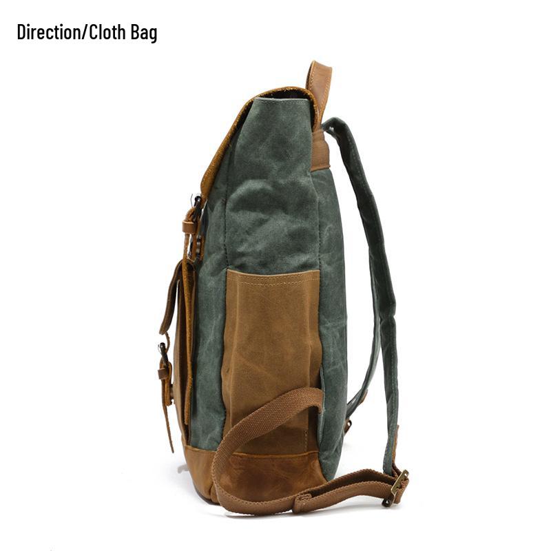 Vintage Canvas & Leather Waterproof Outdoor Backpack - Men's Laptop & Travel Rucksack