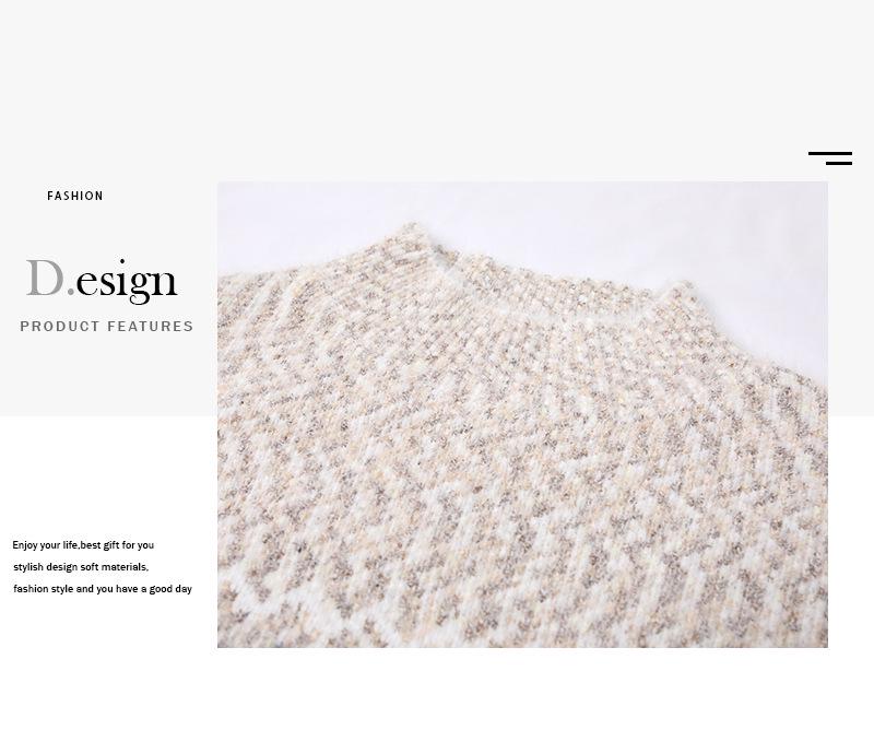 Women's Autumn/Winter Snowflake Pullover Sweater with Semi-High Neck