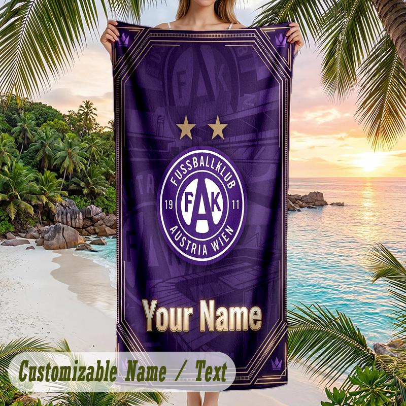 Beach Towel Austria Wien FC Print Custom Name Text Soft Towel for Swimming Pool