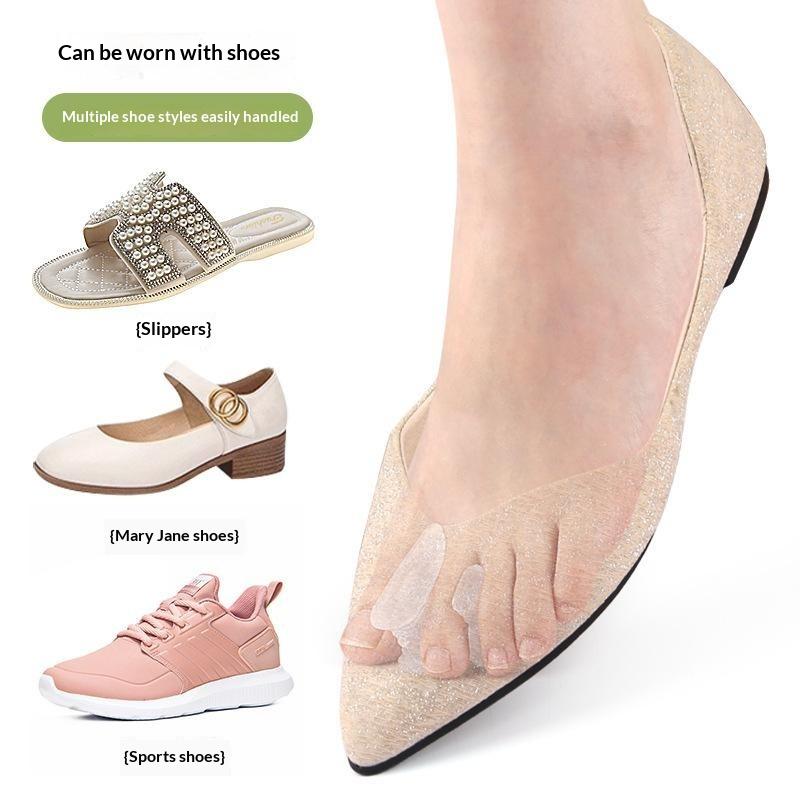 1Pair Silicone Thumb Valgus Toe Separator Soft Shock-Absorbing Massage Forefoot Pad With Holes  Bunion Corrector