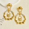 Exaggerated Vingate Metal Alloy Lock Pendant Dangle Earrings for Women Jewelry Fashion Show Model Statement Earrings Accessories