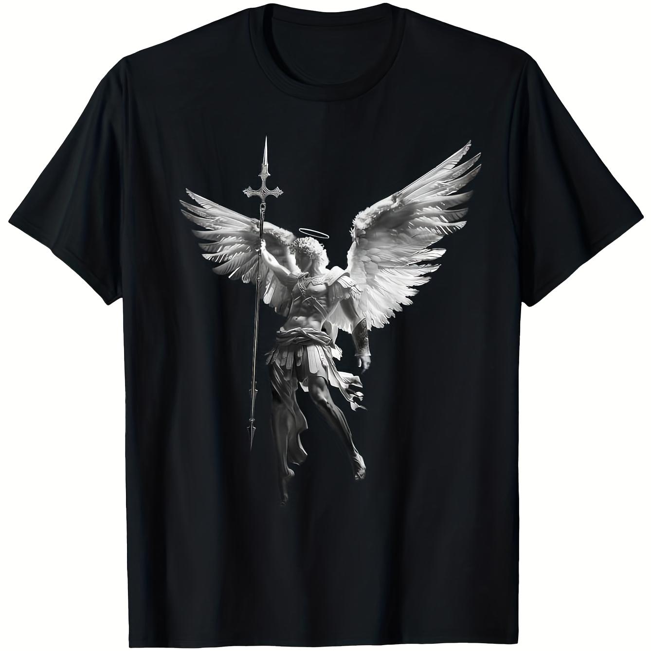 St Michael The Archangel with Spear Cross TShirt 100 Cotton ONeck Short Sleeve Summer Casual Mens Tshirt Streetwear S
