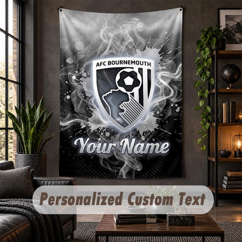 Wall Tapestry Bournemouth Football Print Custom Name Text Wall Hanging Home Decor