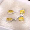 Huitan Pink/Yellow Cubic Zirconia Hanging Earrings for Women Romantic Pear CZ Dangle Earrings Wedding Party Luxury Trend Zircon
