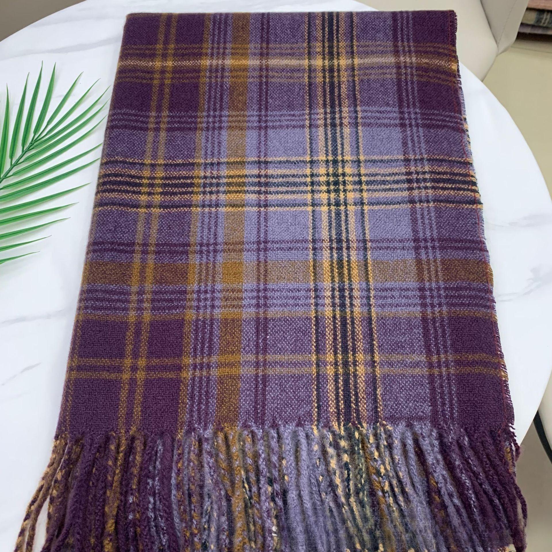 

Korean Style Atmospheric Plaid Scarf for Women in Autumn and Winter Versatile and Fashionable Imitation Cashmere Warm Scarf High End Luxury Outerwear 65*180cm