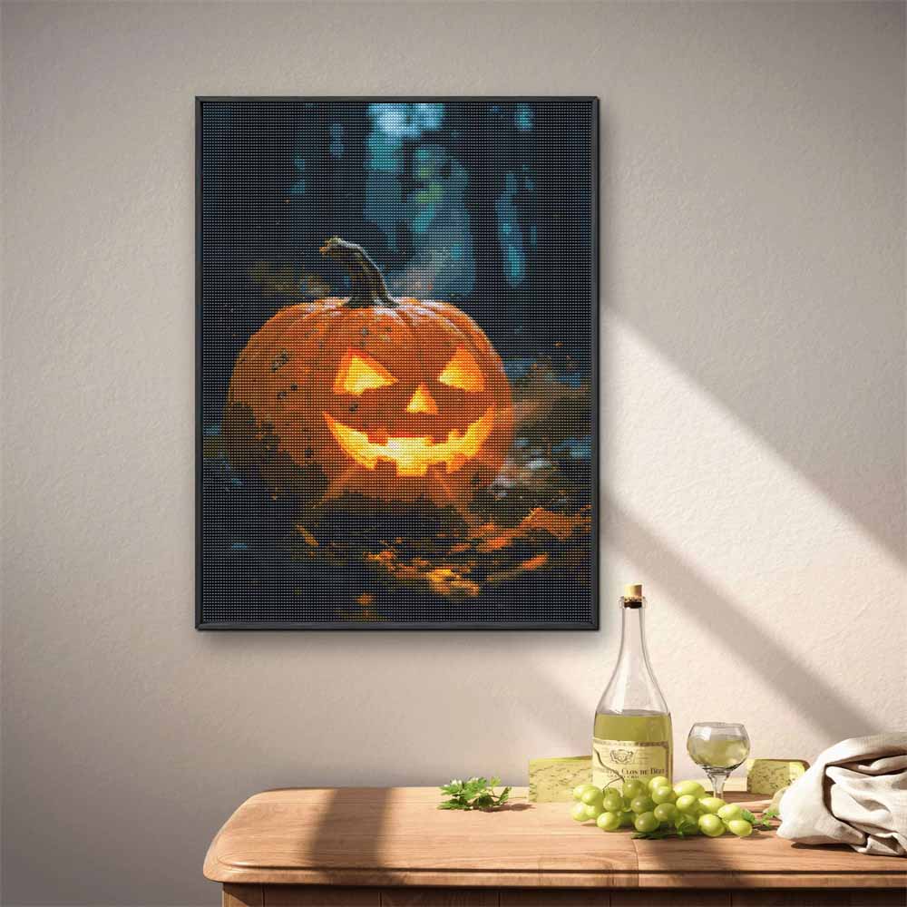 5D Diamond Art Painting Kit Spooky Halloween Pumpkin Full Drill Rhinestone Canvas Creative Craft for Home Decoration