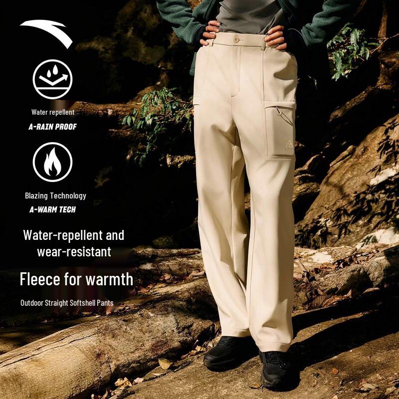 Anta Men s Fleece-Lined Straight-Leg Sports Pants L