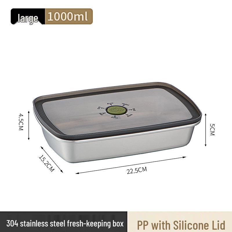 304 Stainless Steel Fresh-Keeping & Storage Box for Refrigerator, Ingredients, Picnic, and Lunch.