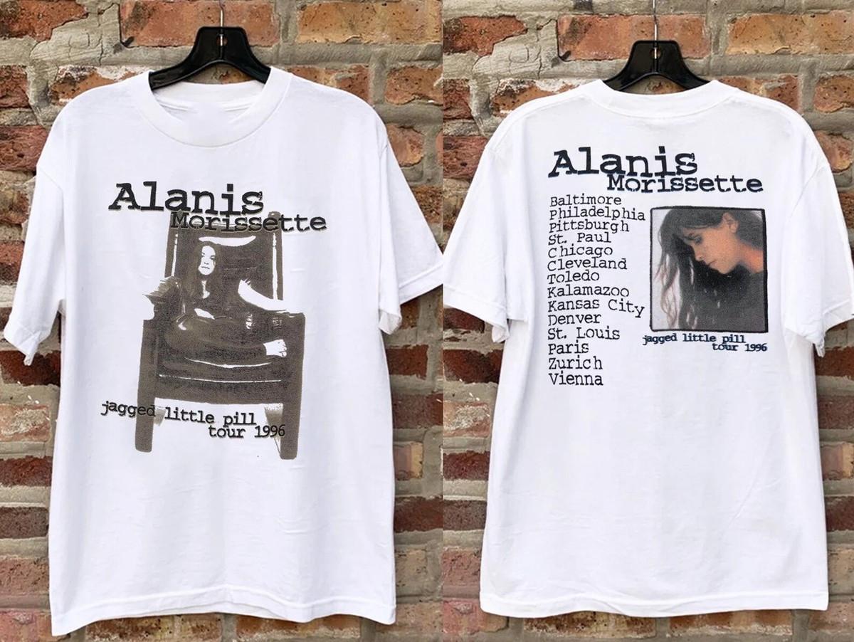 1996 Alanis Morissette Jagged Little Pill Tour White All Size T-Shirt AR1275 M