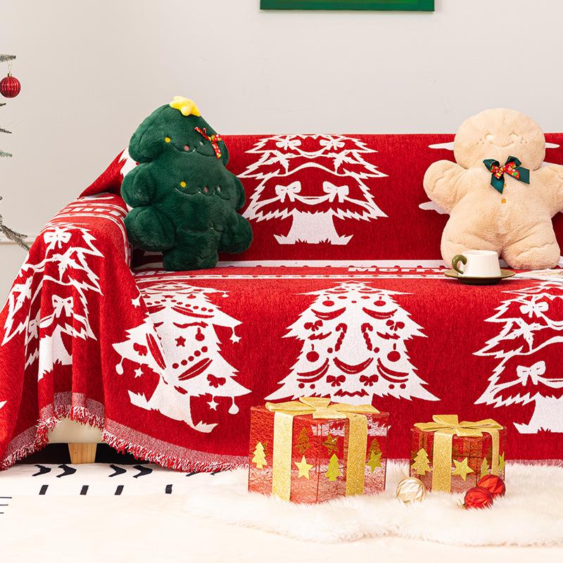 Nordic Christmas Chenille Blanket Living Room Sofa Towel Cover Cloth Four Seasons Universal Oversized One Piece Sofa Cushion Cover
