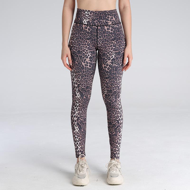 Cross-border Amazon s new high-elastic leopard print yoga pants women s high-waisted belly running fitness leggings 4/S
