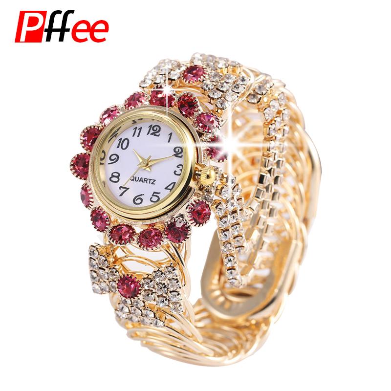 Pffee Luxury Watch Bracelet For Women Diamond Relojes De Pulsera De Cuarzo Ladies Clock Montres Femmes Gift For Girlfriend