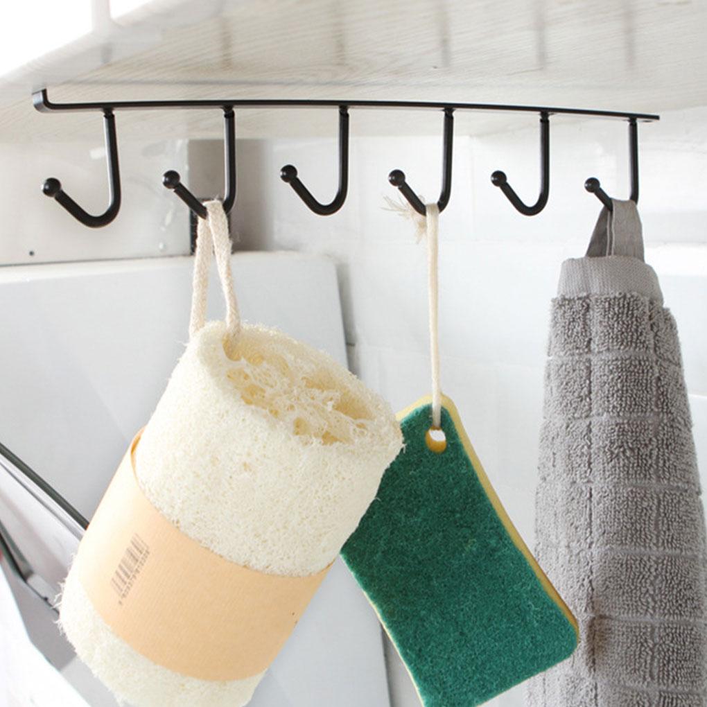Under Cabinet Hanger Kitchen Bedroom Holder Iron Organizer Household Hanging Rack Punch Free Organizing Hook Space-saving