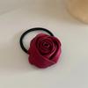 5 Colors Satin Hair Tie Rope Women Fashion Rose Flower Hair Rubber Bands Scrunchies Korean Elastic Hair Accessories Headwear