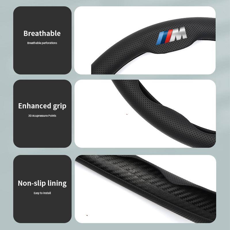 Perforated Breathable Leather Car Steering Wheel Cover Accessories For BMW E90 G80 M3 G30 M5 F82 F83 F20 F21 G42 F95 F96 G06 G07