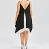 Women Plus Size V Collar Loose Bilayer Dress With Irregular Mini Silhouette For Casual And Party Wear