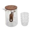 Glass Teapot Set with Cups Liner Storage Bag Small Capacity for Travel Non Leakage Spout