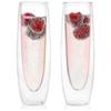 Set of 4 Clear Champagne Glasses Double Wall Design Stemless for Party Wedding 10oz