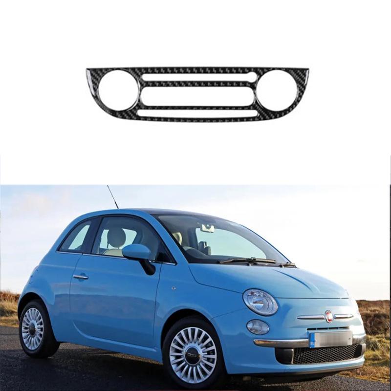 Carbon Fiber Style Center Console Sticker for 2012-2015 Fiat 500: CD Control Panel Decoration
