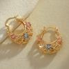 1Pair Elegant Retro Carved Hollow Hoop Earrings, Exquisite Accessories For Women, Perfect Jewelry For Holiday Weddings