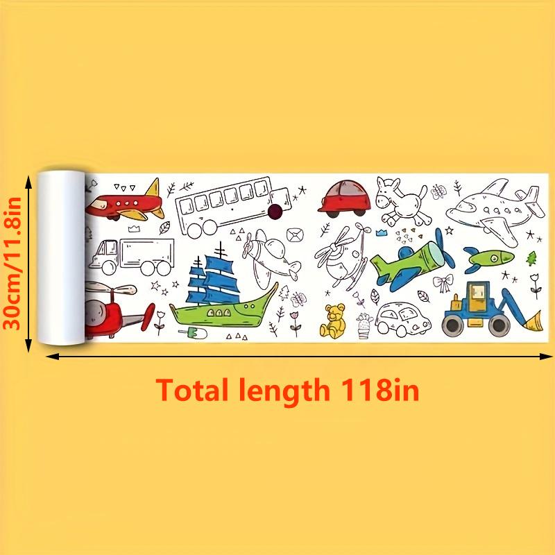 Creative Doodle & Drawing Roll for Children Aged 3 and up - 118.11inch Unfolded Sheets DO-IT-YOURSELF ideal Students Coloring Practice Fit