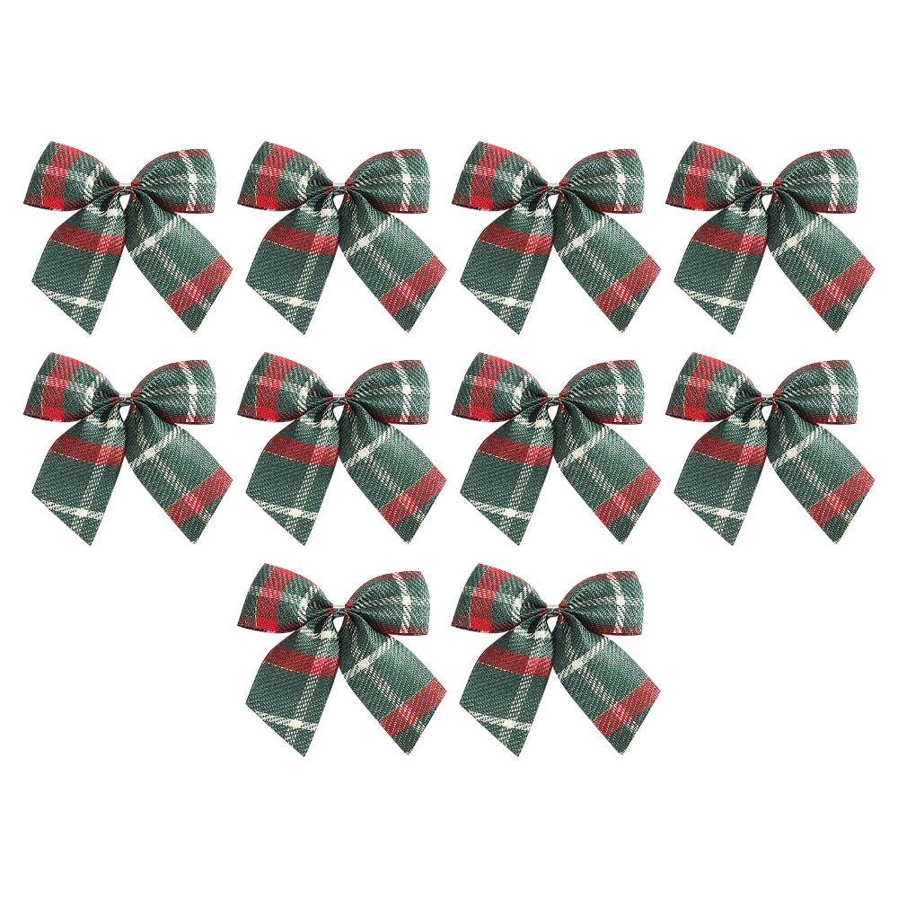 10Pcs/set Various Style Christmas Plaid Bow Plaid Bow Christmas Garland Accessories  Christmas