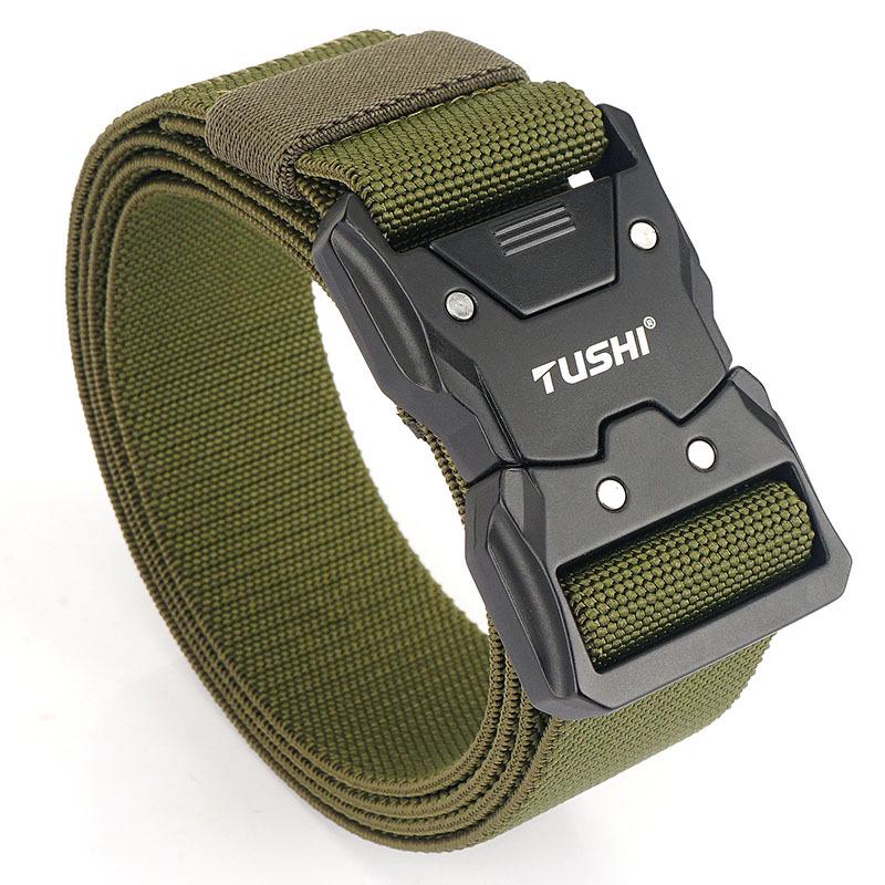 Men's Tactical Quick Release Elastic Stretch Belt for Casual Workwear and Outdoor Training