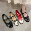 Frühling und Sommer Neue Weiche Sohle Rutschfest Bequem Runde Spitze Flache Schuhe Damen Polka Dot Flacher Ausschnitt Niedrige Schuhe