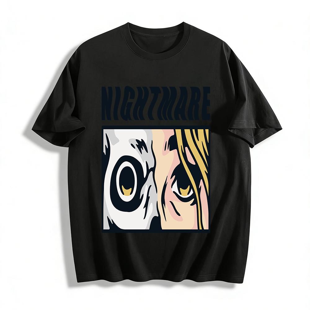 Nightmare Double Face Graphic Casual Short Sleeve T-Shirt Pure cotton T-shirt XXS