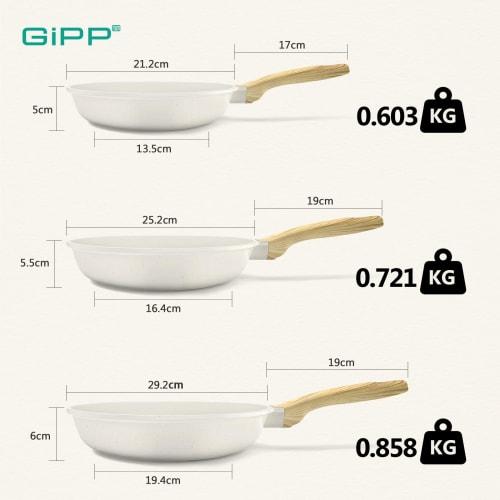 GiPP Frying Pan Set, 20/24/28cm, Induction and Gas Compatible, Non-Stick, Heat-Resistant Handles, Marble Coat, Healthy, Easy To Clean, PFOA and PFOS F