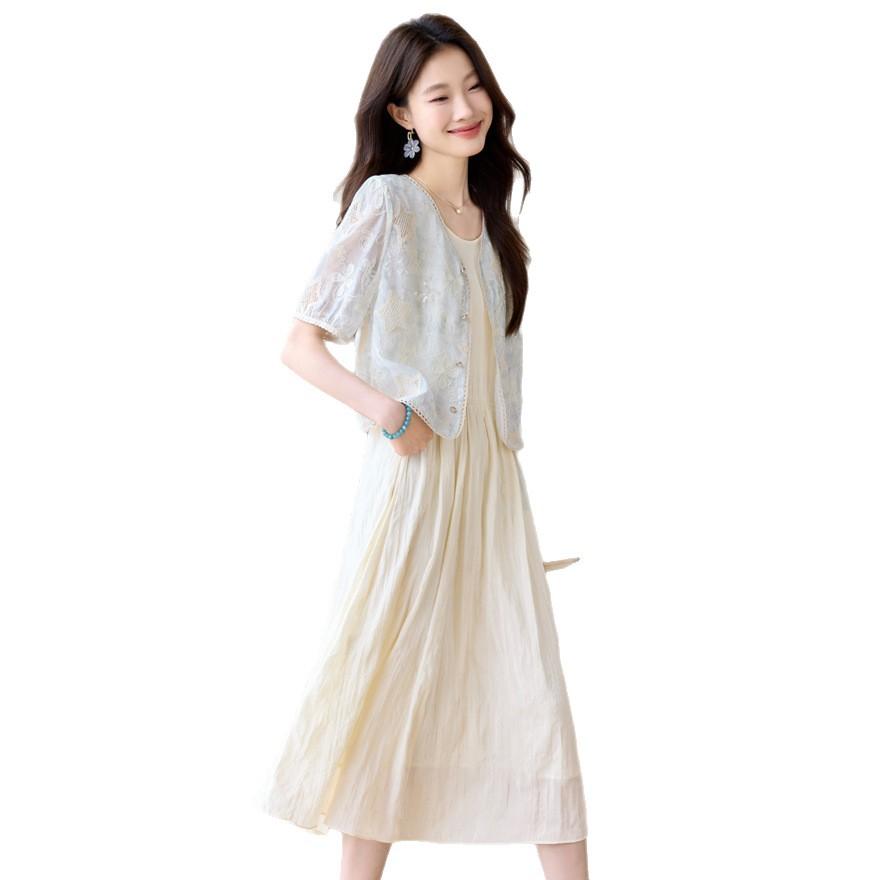 Women's Dress Summer New Fashion Casual Versatile Shirt Two-piece Skirt