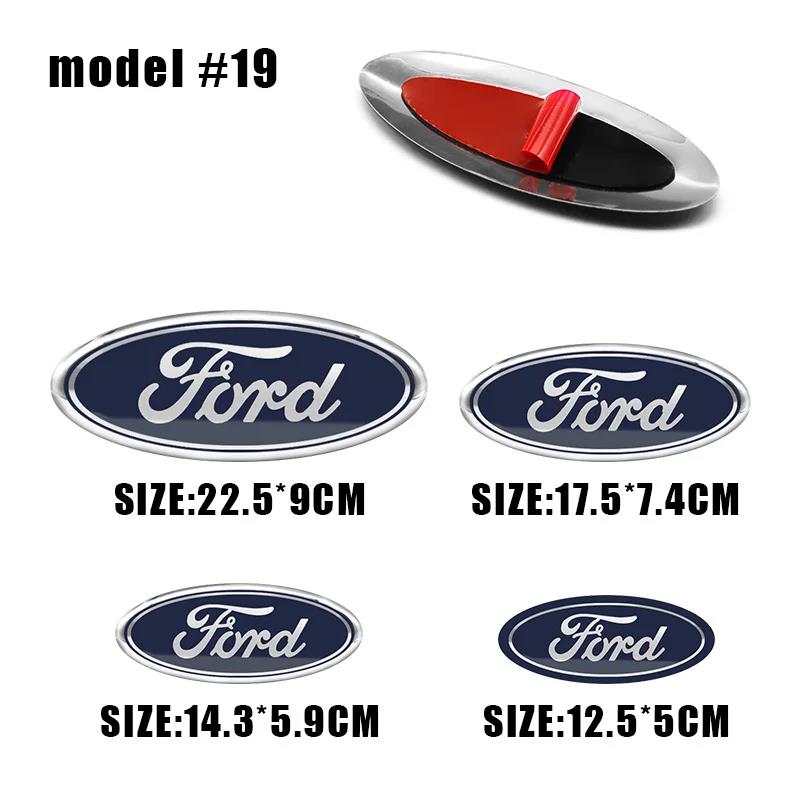 SWNR6 1pcs Car Front Head Hood Bonnet Logo Rear Trunk Badge Sticker For Ford Mondeo Focus Fusion MK2 MK4 F150 F250 Emblem Styling