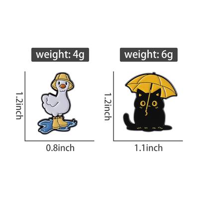 Playing In The Rain Enamel Pins Custom Cat Holding Umbrella Brooches Lapel Badges Clothes Animal Jewelry Gift for Kids Friends