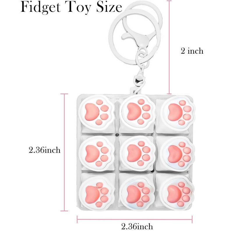 9 Keys Keyboard Key Toy Cat Paws Finger Button Stress Relief Toys Mechanical Keyboard Keycaps Keychain Office Decompression Calm