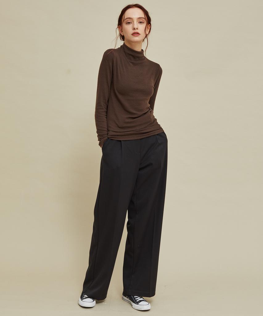 Manavis Seven Fw Long Wide Slacks Black